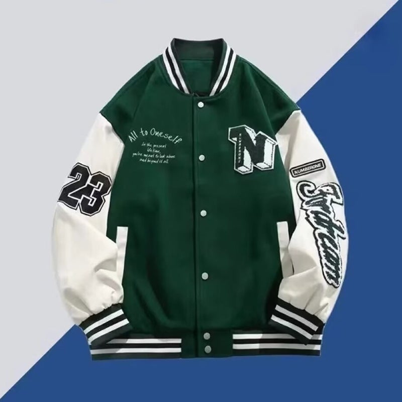American-Style Trendy Baseball Jacket For Men And Women, , High-End Bf Print, Color-Blocking, Loose Casual Jacket - Image 4